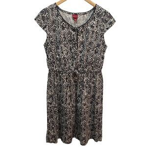 Merona animal print paisley.dress drawstring waist cotton medium cap sleeve